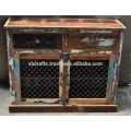 Recycled Wooden Sideboard Iron Jali Panel